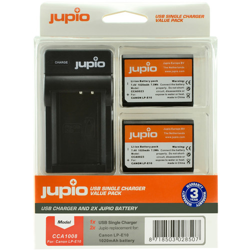 Jupio Kit: 2 x LP-E10 Battery + USB Dual Charger • Leederville Cameras